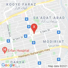 این نقشه، آدرس دکتر افسانه مقتدری مژدهی متخصص پوست، مو و زیبایی در شهر تهران است. در اینجا آماده پذیرایی، ویزیت، معاینه و ارایه خدمات به شما بیماران گرامی هستند.